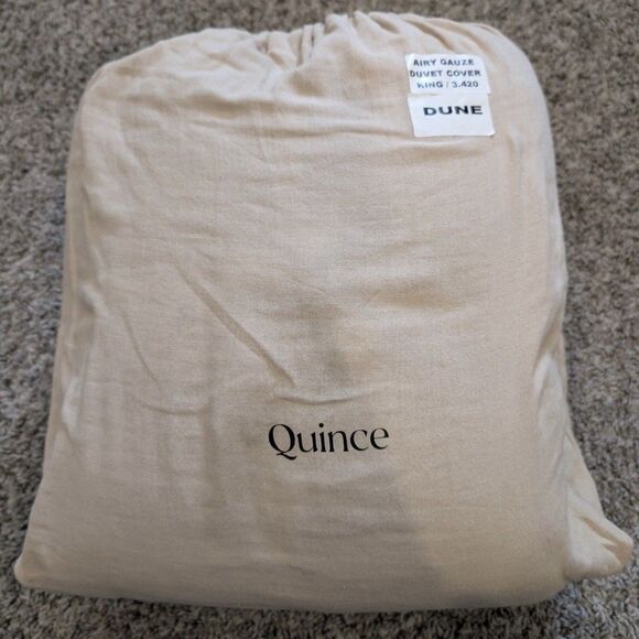 NEW Quince Organic Cotton 4-Layer Airy Gauze Duvet Cover King/Cal King, Dune Tan - Picture 5 of 9
